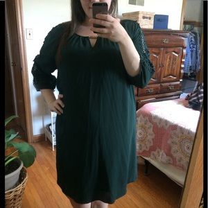 Shift Dress with Lattice Sleeves